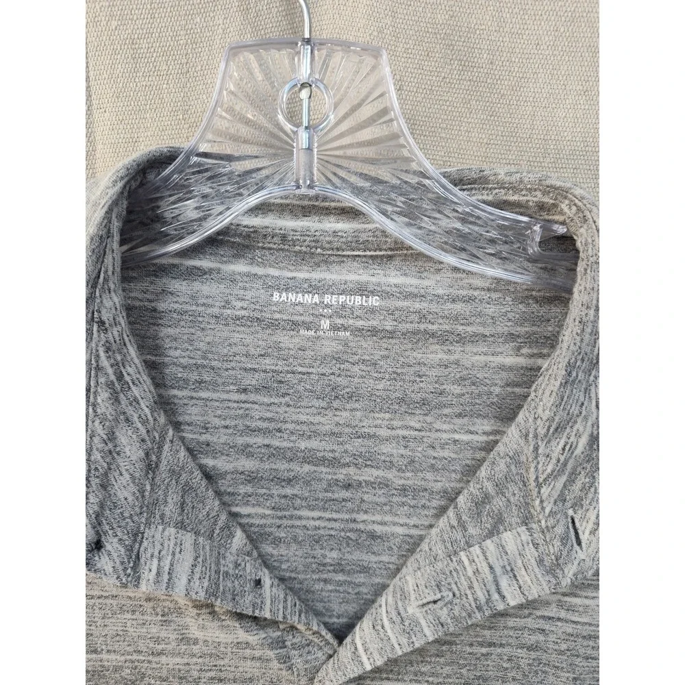 Banana Republic Mens Grey Space Dye Short‎ Sleeve Polo Shirt Size M